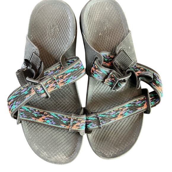 Chaco Black and Blue Slide in sandals   Green orange purple W Size 8 - Picture 1 of 8